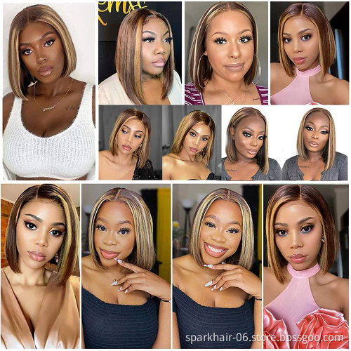 Wholesale Brazilian Hair HD Lace Front Wig With Closure Short Bob Wigs For Black Women Virgin Cuticle Aligned Human Hair Wigs
